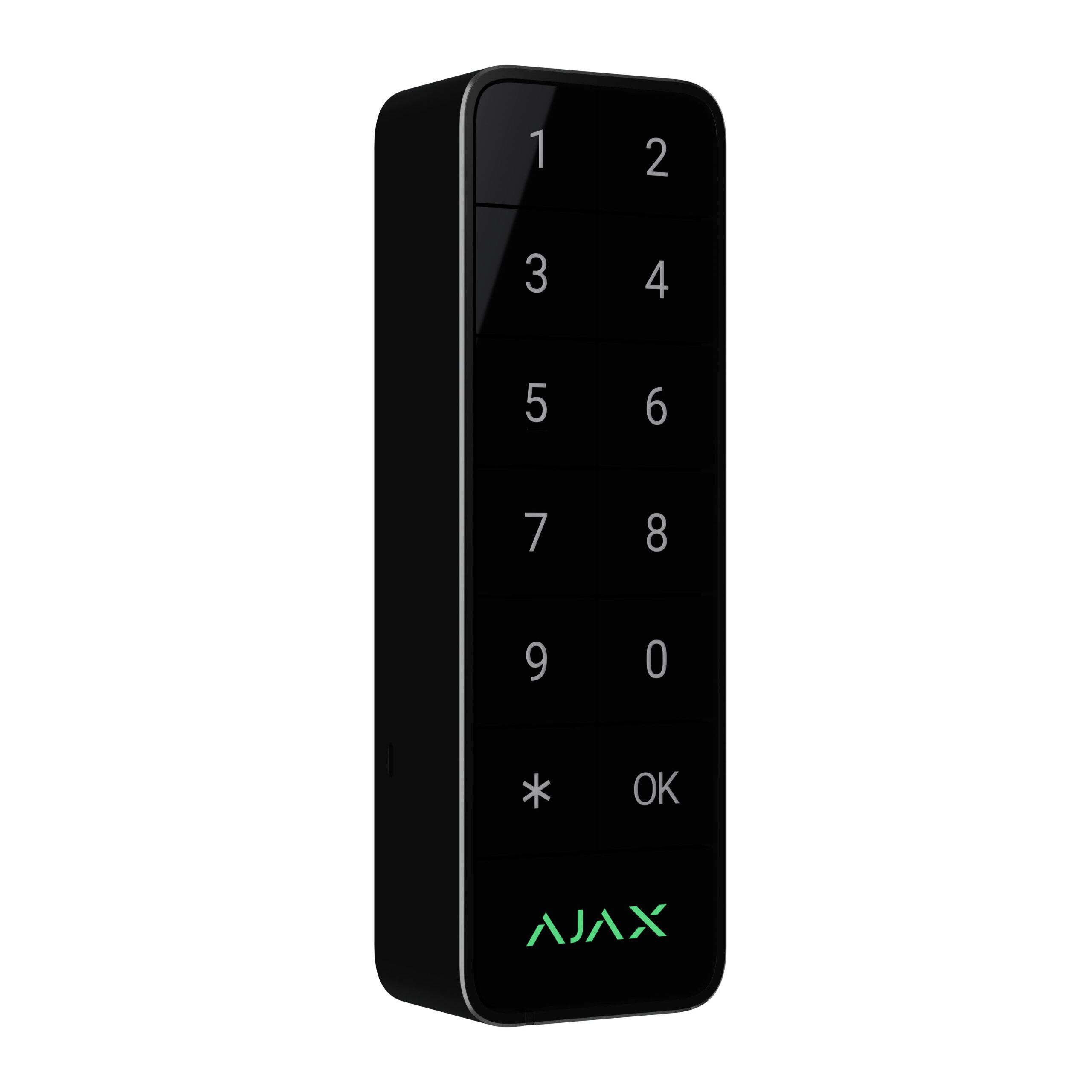 Render - Ajax Superior KeyPad Outdoor Fibra - black - front - angle KEYPADOUTDOOR-B G3 FIBRA S - Image 1