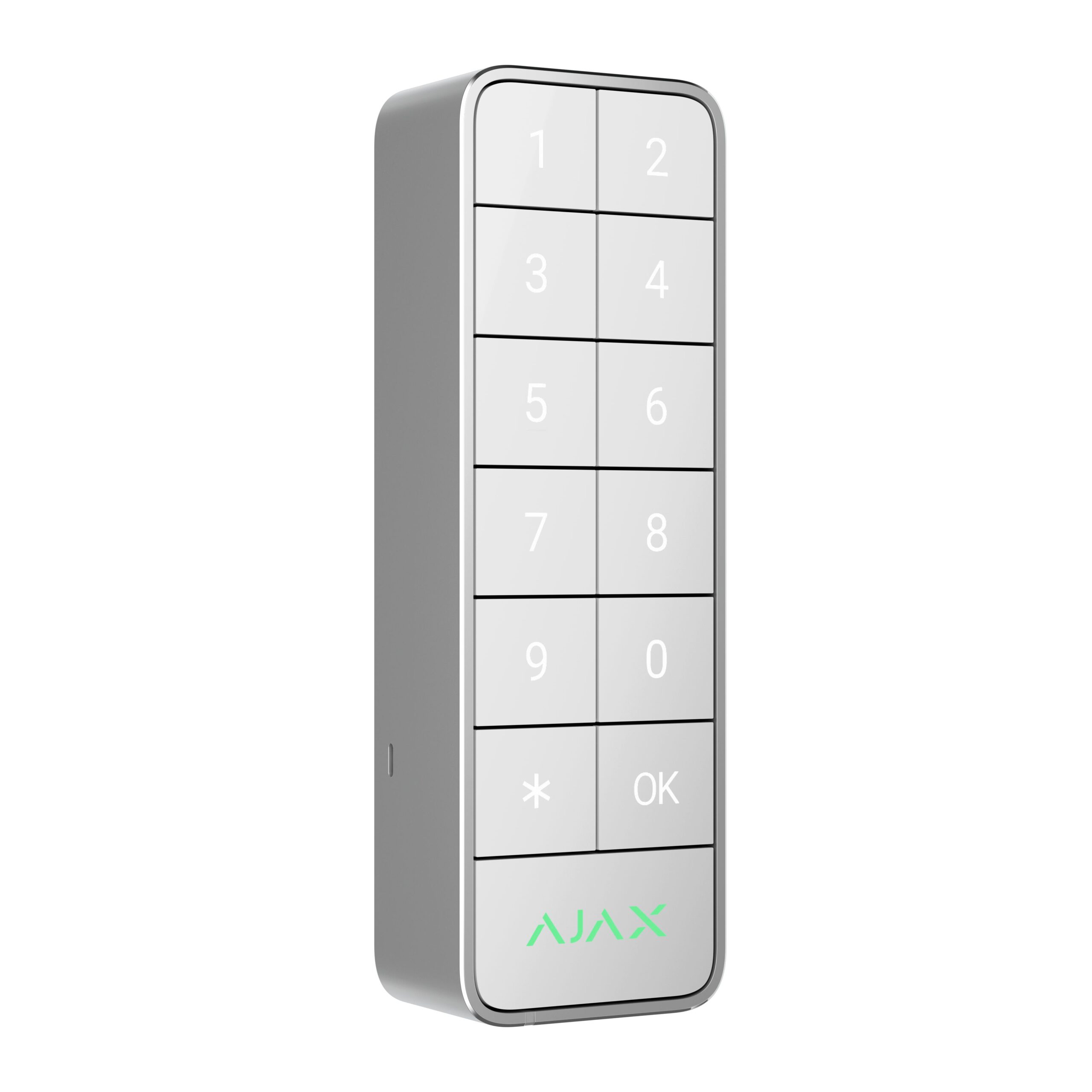 Render - Ajax Superior KeyPad Outdoor Fibra - white - front - angle KEYPADOUTDOOR-W G3 FIBRA S - Image 1
