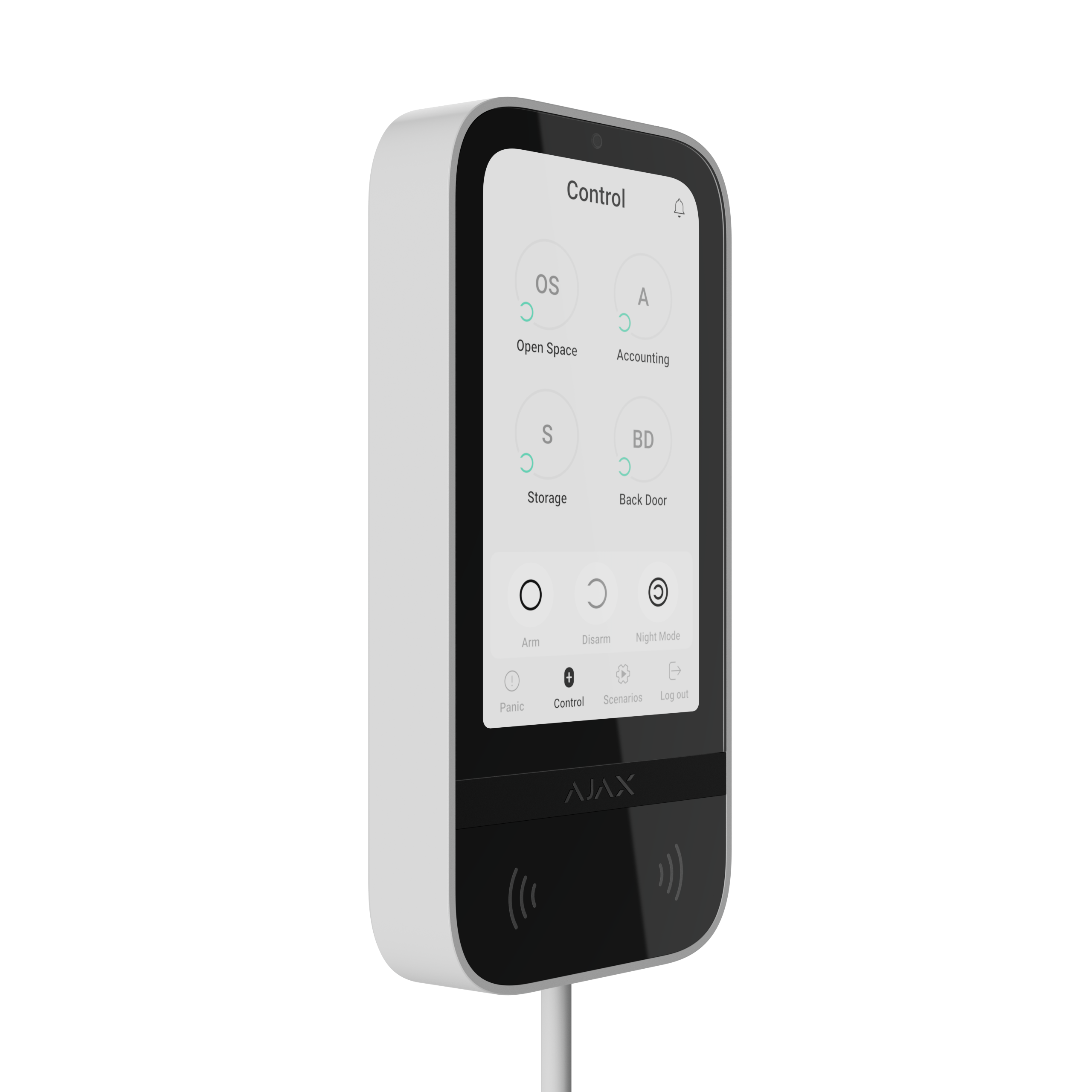 Render – Ajax KeyPad TouchScreen Fibra - White – front 3_4 KEYPADTOUCHSCREEN-W G3 FIBRA - Image 1